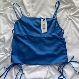 Dynamite Ocean Blue Cropped Blouse